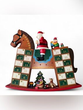 Costco Christmas Wooden Rocking Horse Santa Advent Calendar With Toys-FLAWED
